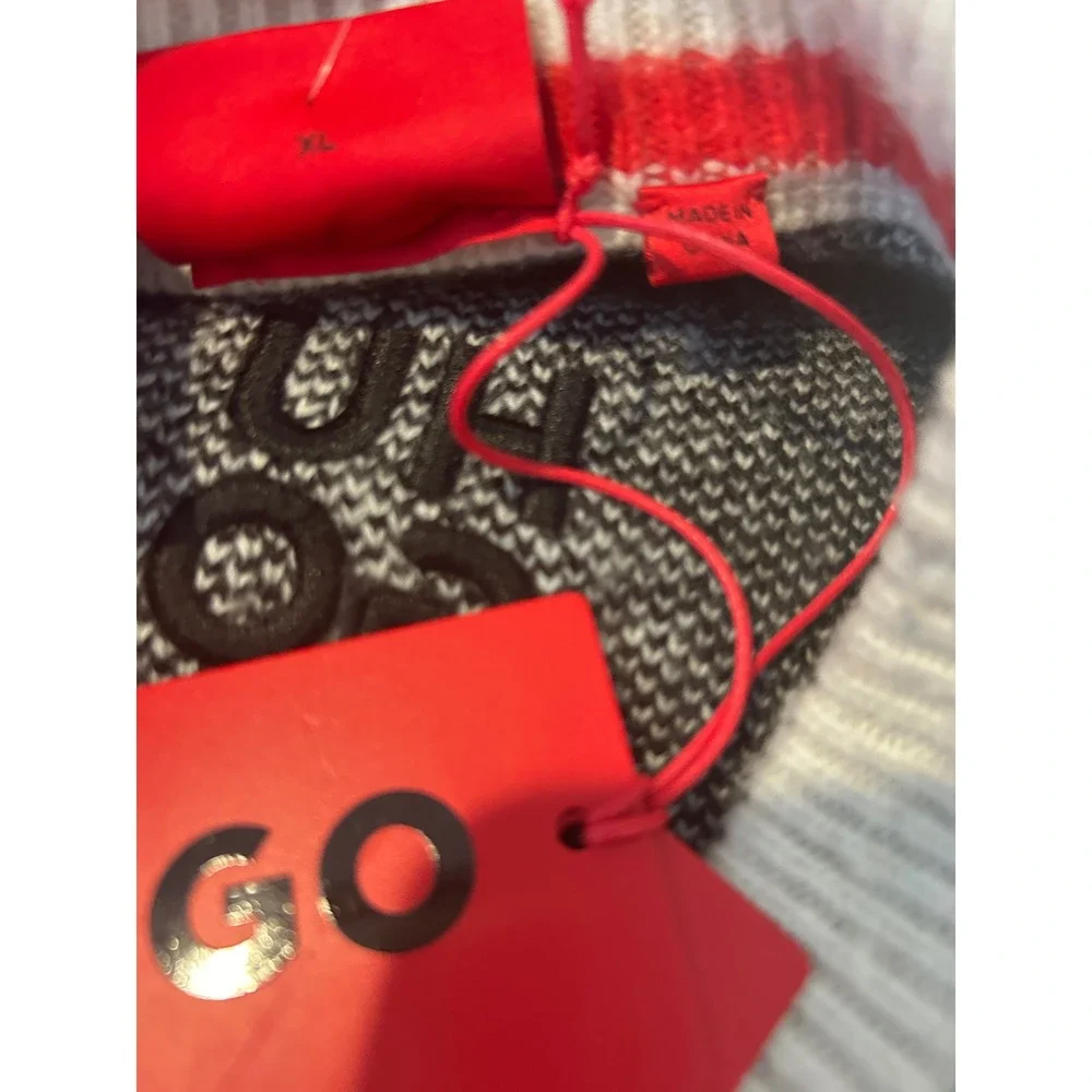 $589 HUGO Boss Shequer Wool Alpaca Blend Oversized Sweater‎ Black White Check XL